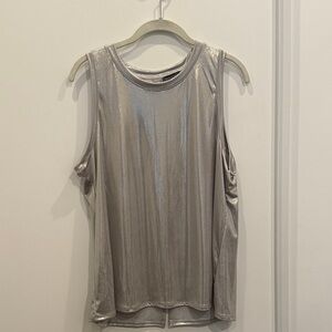 Vince Camuto Confetti Ready Metallic Silver Sleeveless Top Blouse
